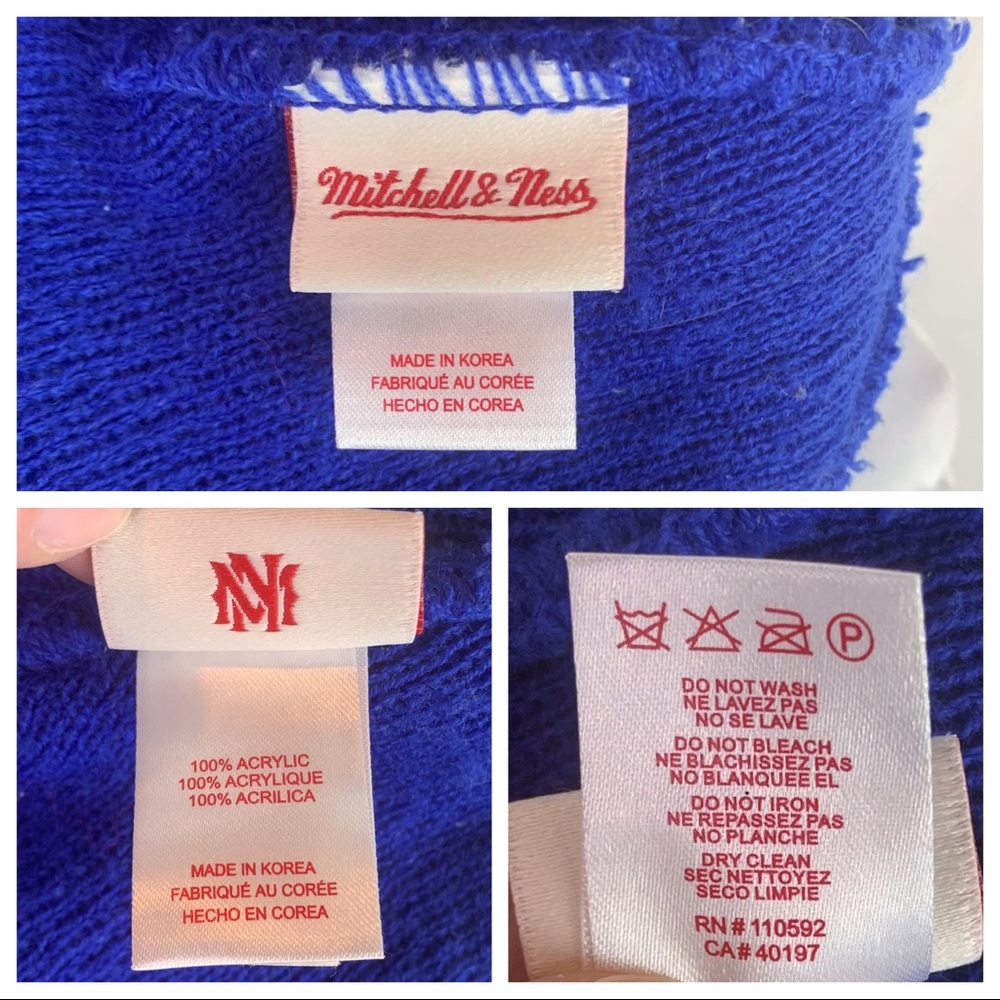 Mitchell & Ness Knicks NBA basketball team blue & orange winter hat pom pom - Picture 6 of 6